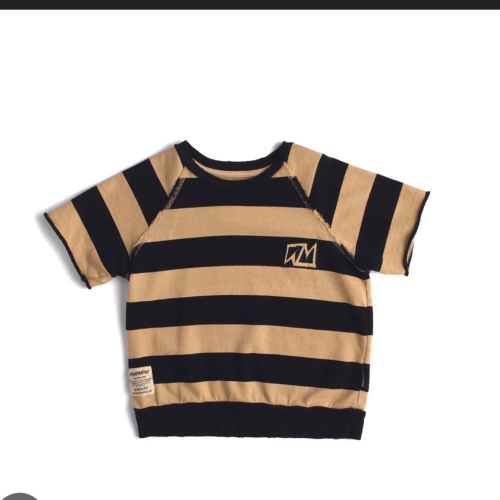nununu Black and Tan Striped Kids Tee Unisex